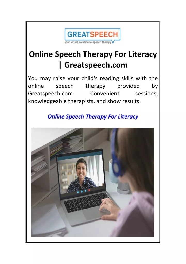 online speech therapy for literacy greatspeech com