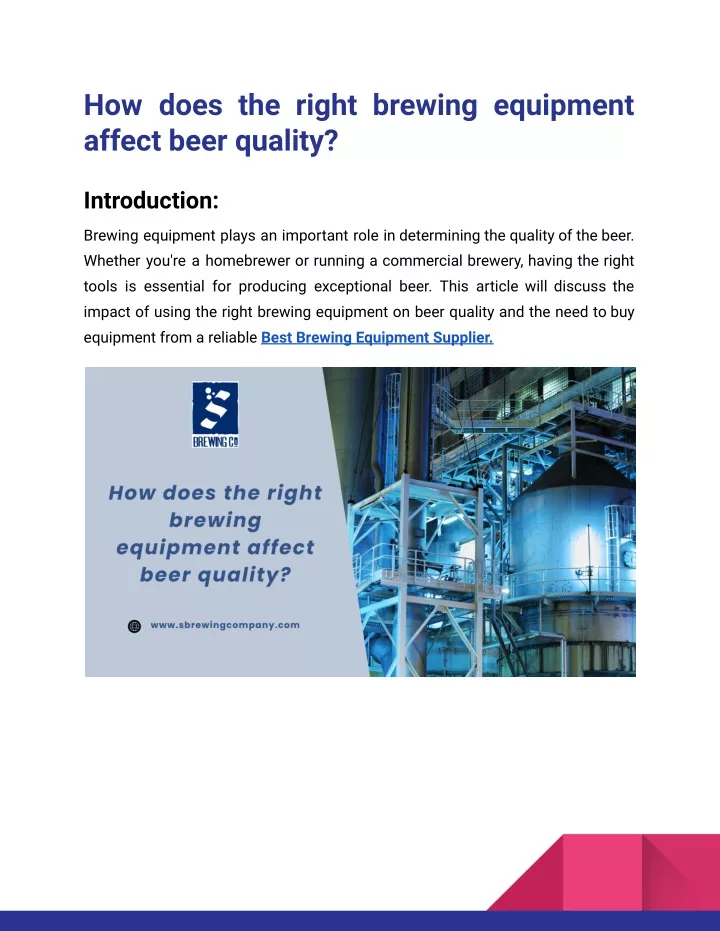 how does the right brewing equipment affect beer