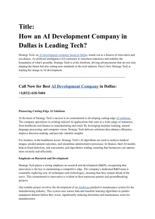 title how an ai development company in dallas