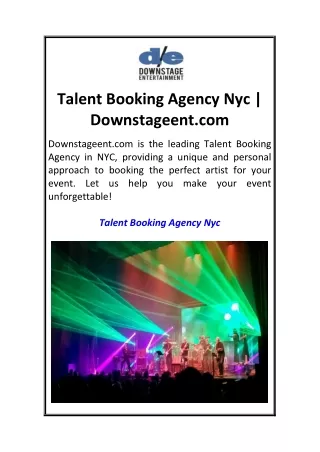 Talent Booking Agency Nyc  Downstageent.com