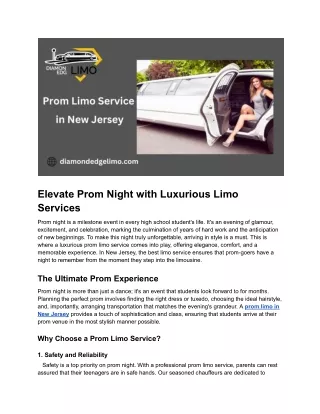 Elevate Prom Night with Luxurious Limo Services