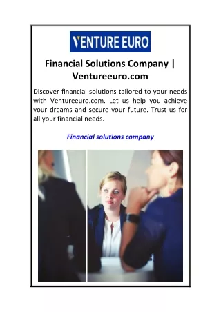 Financial Solutions Company  Ventureeuro.com