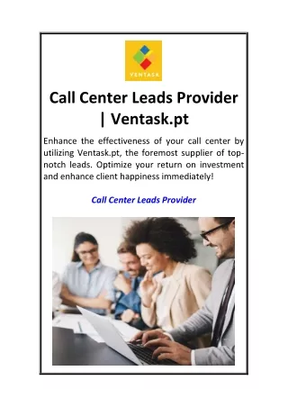 Call Center Leads Provider  Ventask.pt
