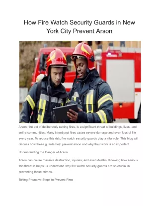 How Fire Watch Security Guards in New York City Prevent Arson