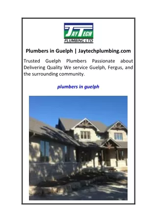 Plumbers in Guelph  Jaytechplumbing.com