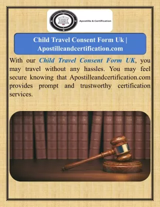 Child Travel Consent Form Uk   Apostilleandcertification.com