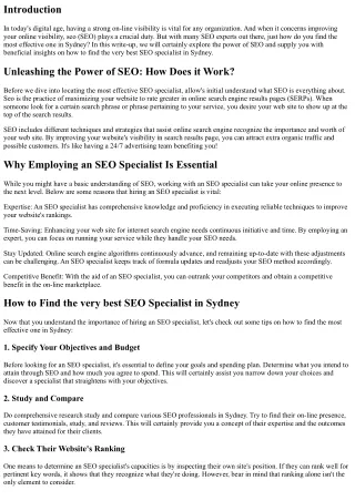 Letting loose the Power of SEO: Exactly How to Find the Best SEO Specialist in S