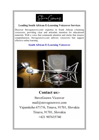 Leading South African E-Learning Voiceover Services