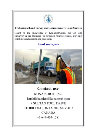 Professional Land Surveyors Comprehensive Land Surveys