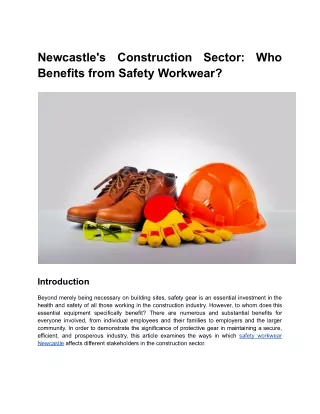 Newcastle's Construction Sector  Who Benefits from Safety Workwear