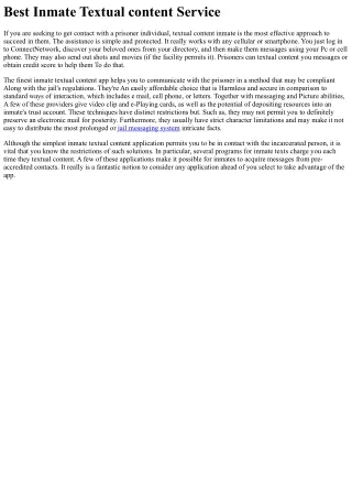 Most effective Inmate Text Assistance
