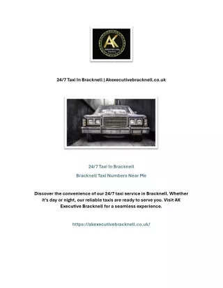 24/7 Taxi In Bracknell | Akexecutivebracknell.co.uk