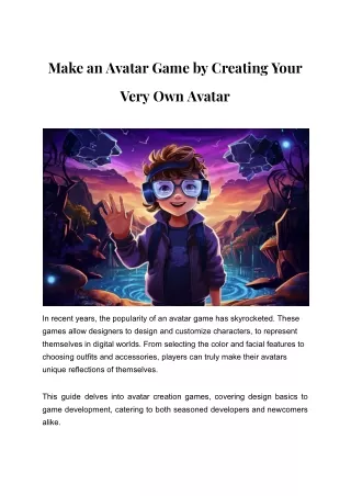 Make an Avatar Game by Creating Your Very Own Avatar.docx