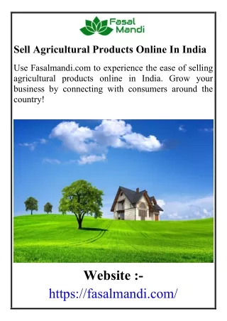 Sell Agricultural Products Online In India