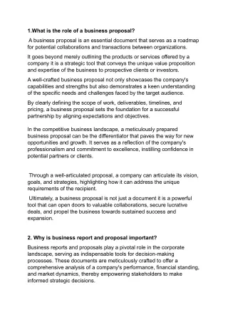 Decoding the Role of Business Proposal Reports in the Business Industry