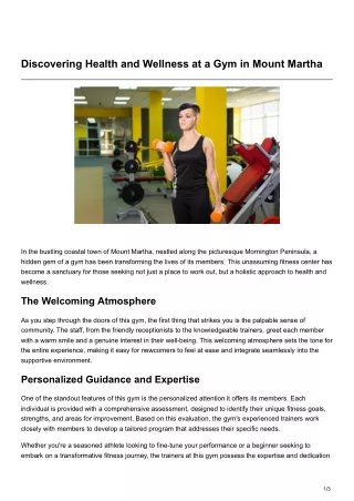 Discovering Health and Wellness at a Gym in Mount Martha