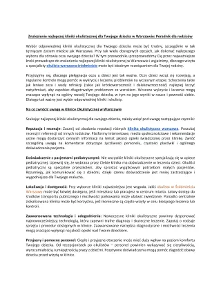 Znalezienie najlepszej kliniki okulistycznej dla Twojego dziecka w Warszawie_ Poradnik dla rodziców
