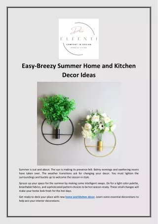 Easy-Breezy Summer Home and Kitchen Decor Ideas