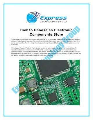 how to choose an electronic components store