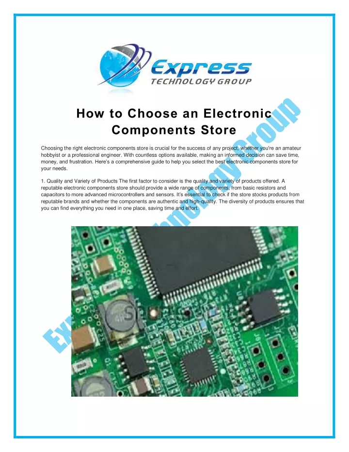 how to choose an electronic components store