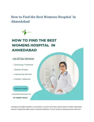 How to Find the Best Women Hospital In Ahmedabad