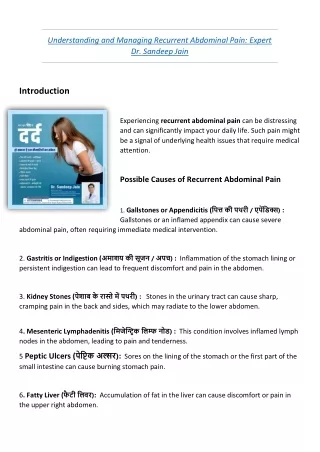 Understanding and Managing Recurrent Abdominal Pain: Expert Dr. Sandeep Jain