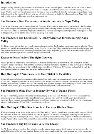 Escape to Napa Valley for on a daily basis and Indulge in Wine Tasting