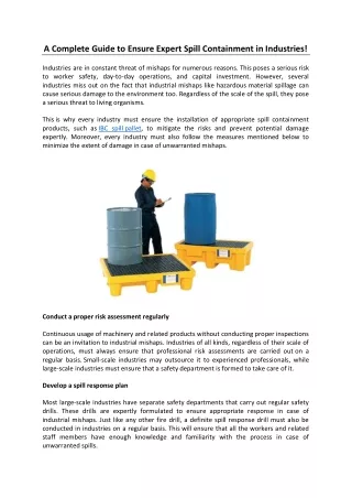 A Complete Guide to Ensure Expert Spill Containment in Industries!