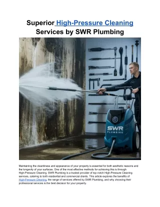 Superior High-Pressure Cleaning Services by SWR Plumbing