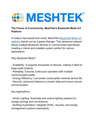 The Future of Connectivity_ MeshTek's Bluetooth Mesh IoT Platform