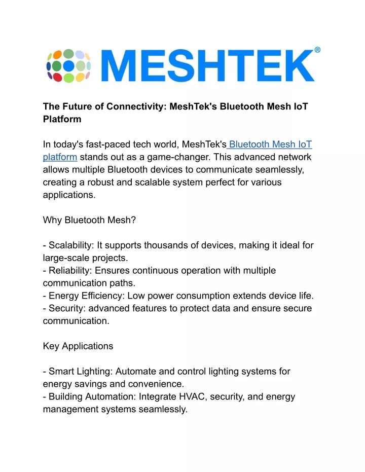 the future of connectivity meshtek s bluetooth