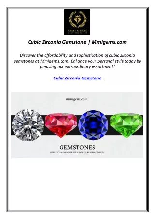 Cubic Zirconia Gemstone | Mmigems.com