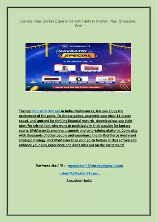 Elevate Your Cricket Experience with Fantasy Cricket: Play, Strategize, Win!