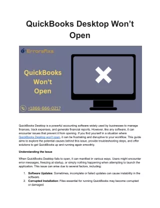 QuickBooks Desktop Won’t Open