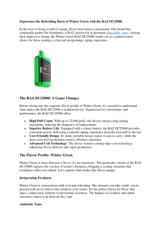 experience the refreshing burst of winter green