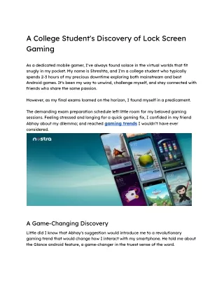 A College Student's Discovery of Lock Screen Gaming
