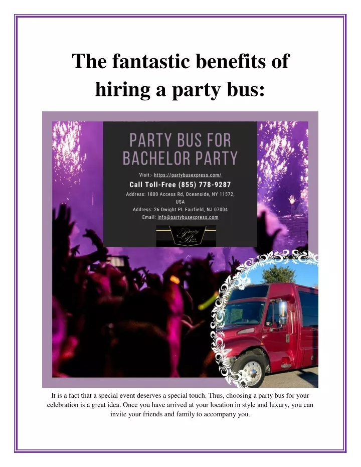 the fantastic benefits of hiring a party bus