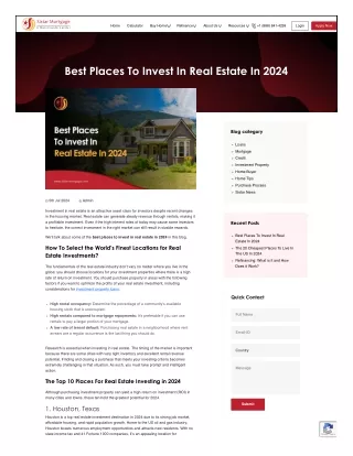 Best Places To Invest In Real Estate In 2024