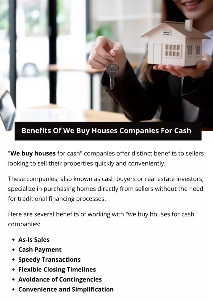 benefits of we buy houses companies for cash