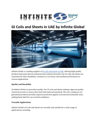 GI Coils and Sheets in UAE by Infinite Global