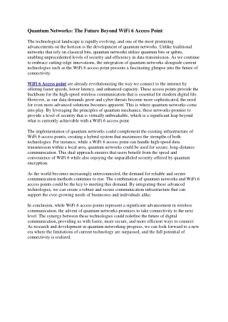 quantum networks the future beyond wifi 6 access