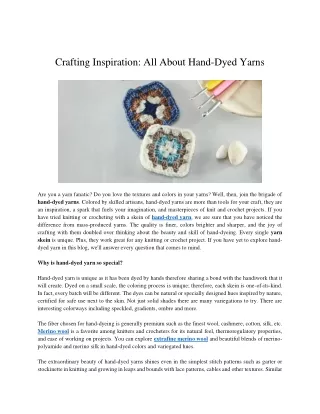 Crafting Inspiration- All about Hand Dyed Yarns