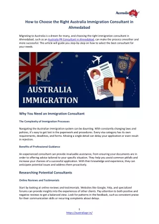 How to Choose the Right Australia Immigration Consultant in Ahmedabad