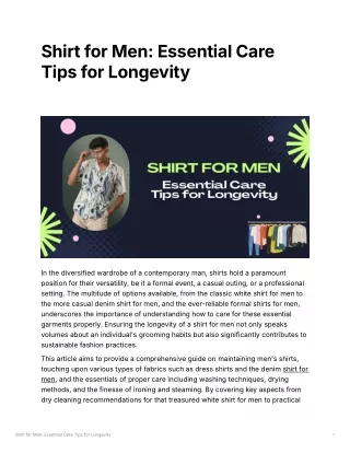 Shirt for Men Essential Care Tips for Longevity