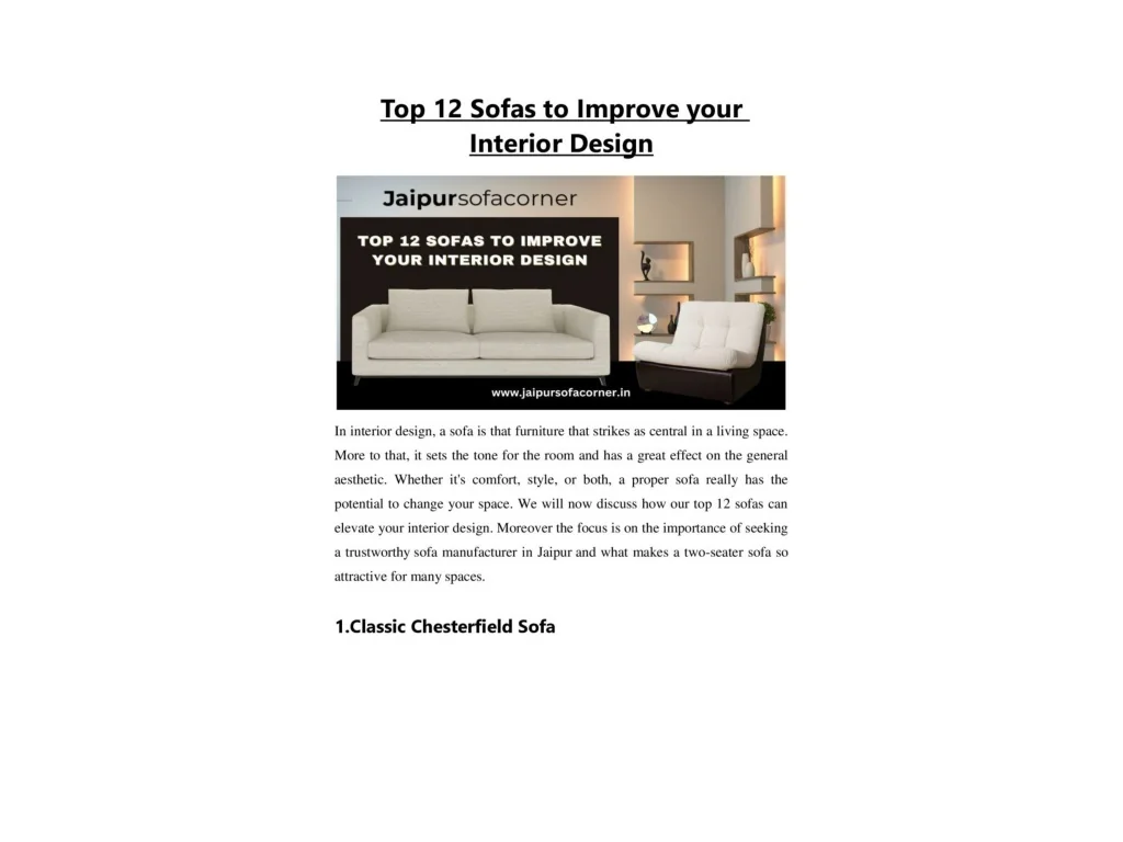 PPT - Top 12 Sofas to Improve your Interior Design PowerPoint ...