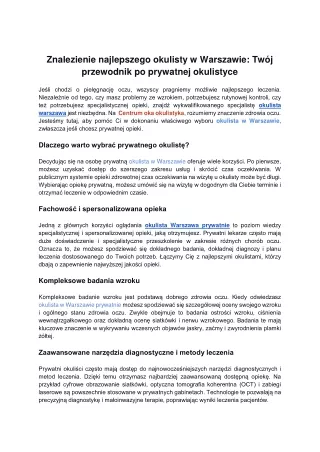Znalezienie najlepszego okulisty w Warszawie_ Twój przewodnik po prywatnej okulistyce