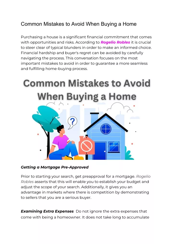 common mistakes to avoid when buying a home