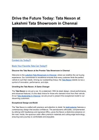 Drive the Future Today_ Tata Nexon at Lakshmi Tata Showroom in Chennai