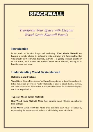 Transform Your Space with Elegant Wood Grain Slatwall Panels