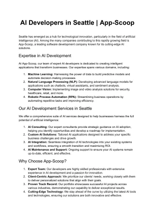 AI Developers in Seattle | App-Scoop
